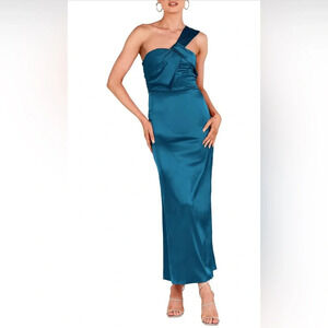 🆕 ANRABESS Satin One shoulder Cocktail Evening Party Maxi Dresses SZ XL